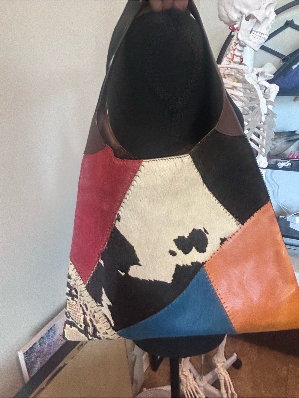 Gap Vintage leather Patchwork Multi-Color Leather & Haircalf Tote